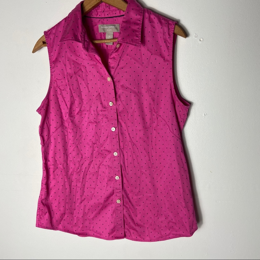 Banana Republic Pink Polka Dot Sleeveless Too
